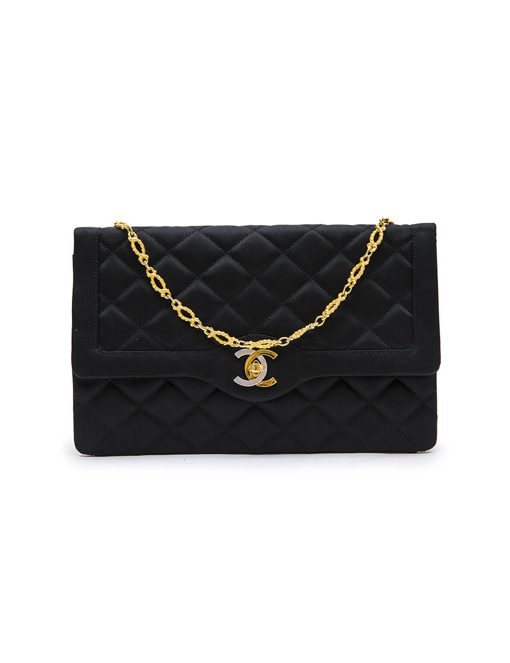 Sac du soir CHANEL Couture en satin de soie noir