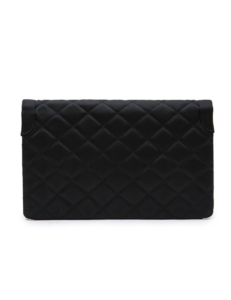 CHANEL Couture evening bag in black silk satin