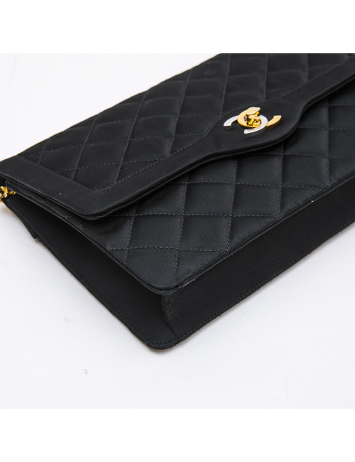 CHANEL Couture evening bag in black silk satin
