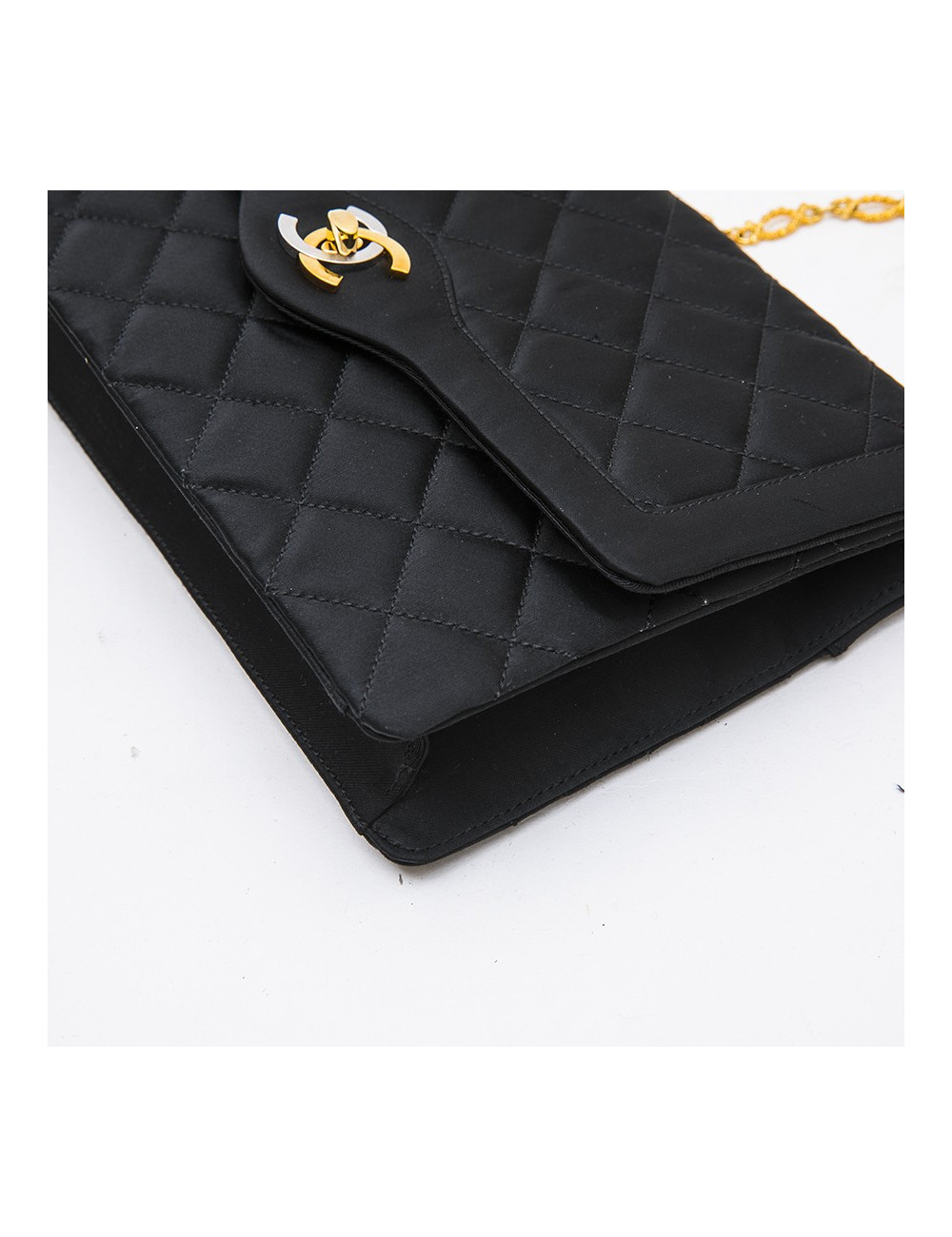 Sac du soir CHANEL Couture en satin de soie noir