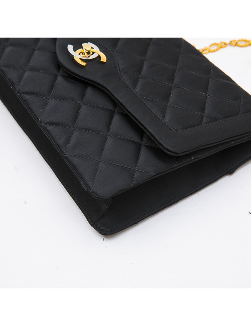 CHANEL Couture evening bag in black silk satin