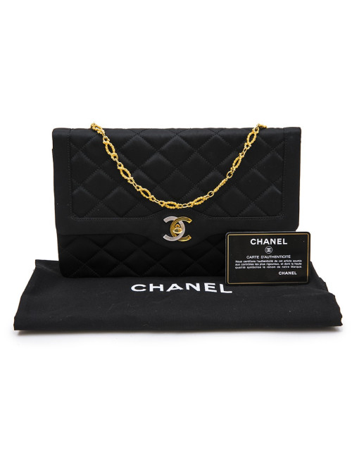 CHANEL Couture evening bag in black silk satin