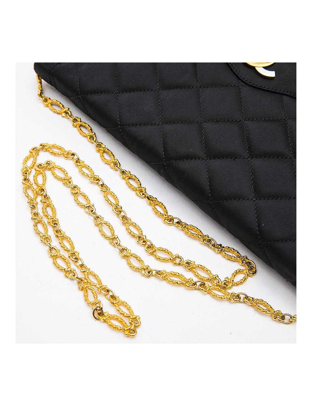 Sac du soir CHANEL Couture en satin de soie noir