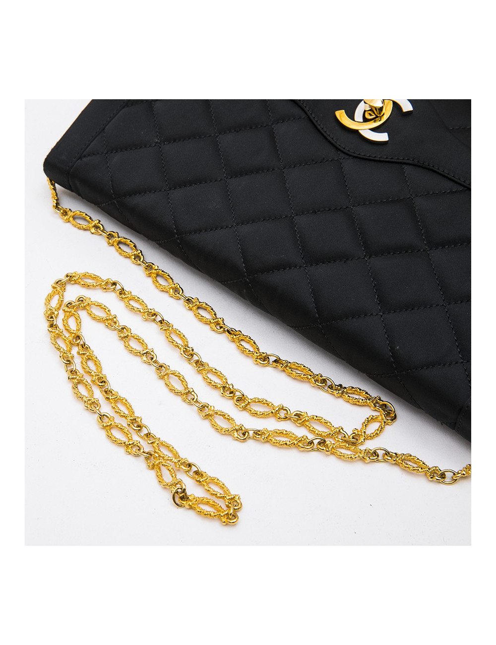 Sac du soir CHANEL Couture en satin de soie noir