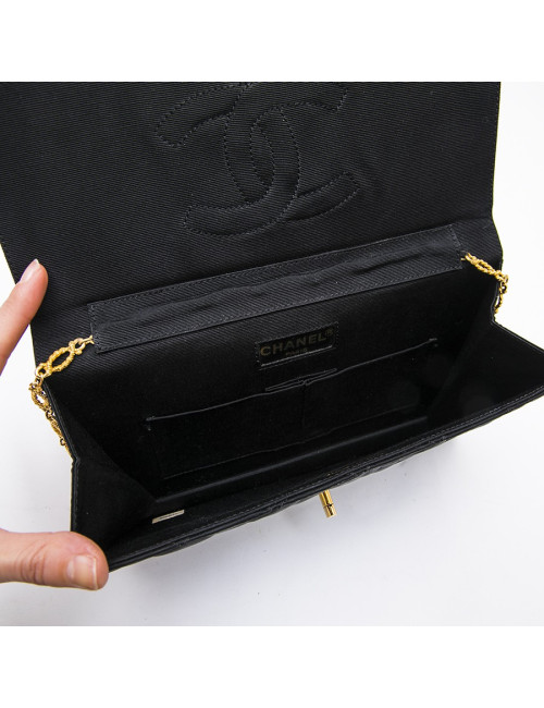 Sac du soir CHANEL Couture en satin de soie noir