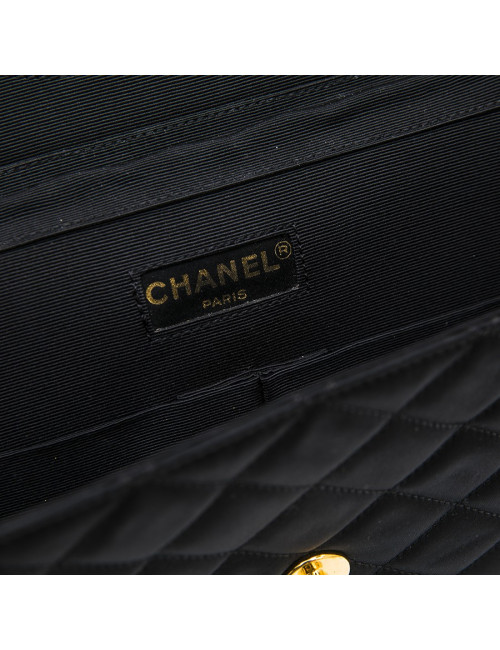 Sac du soir CHANEL Couture en satin de soie noir