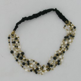 Headband CHANEL with 5 rows of pearls black and Pearly