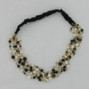 Serre-tête CHANEL avec 5 rangs de perles noires et nacrées