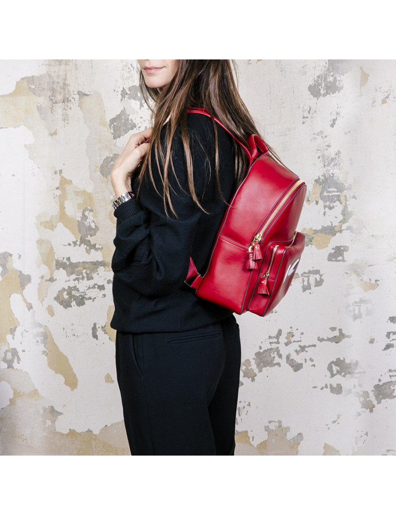 ANYA HINDMARCH backpack in burgundy smooth leather