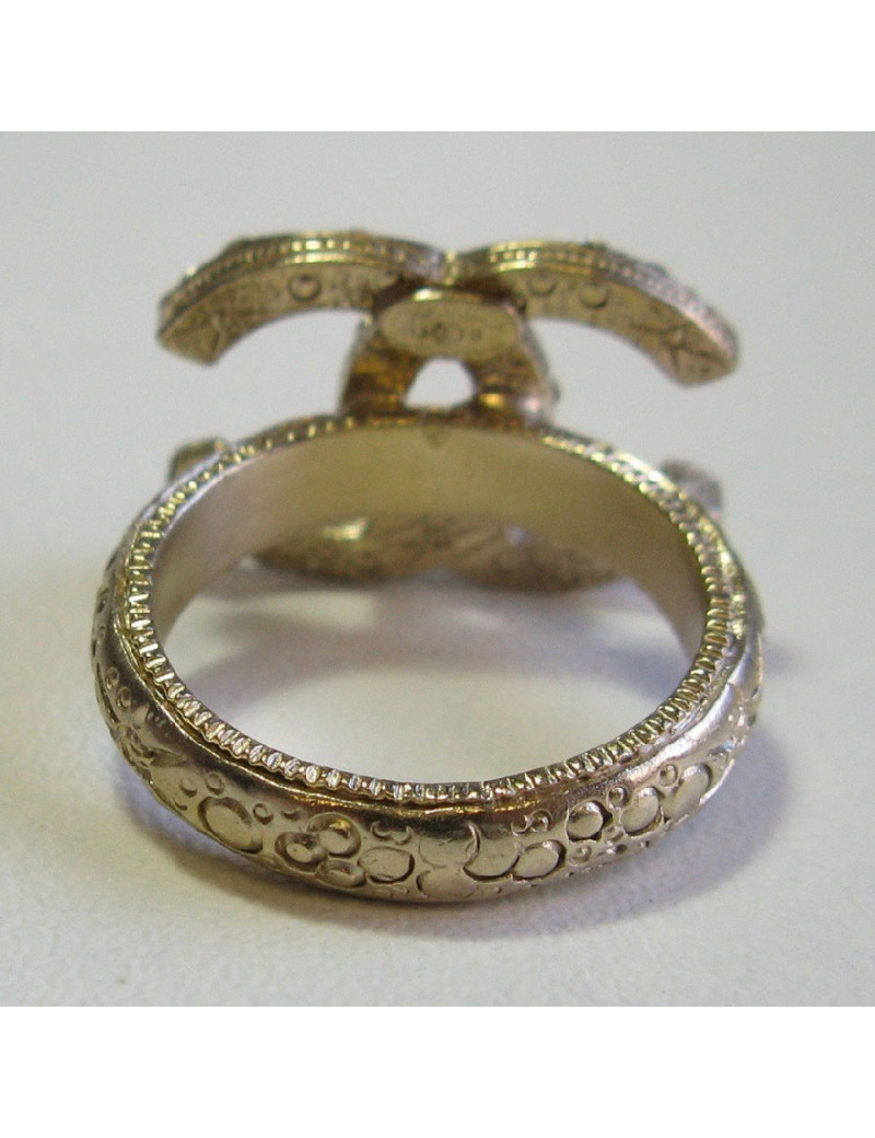 Bague CHANEL CC T52 en métal doré or pâle et strass