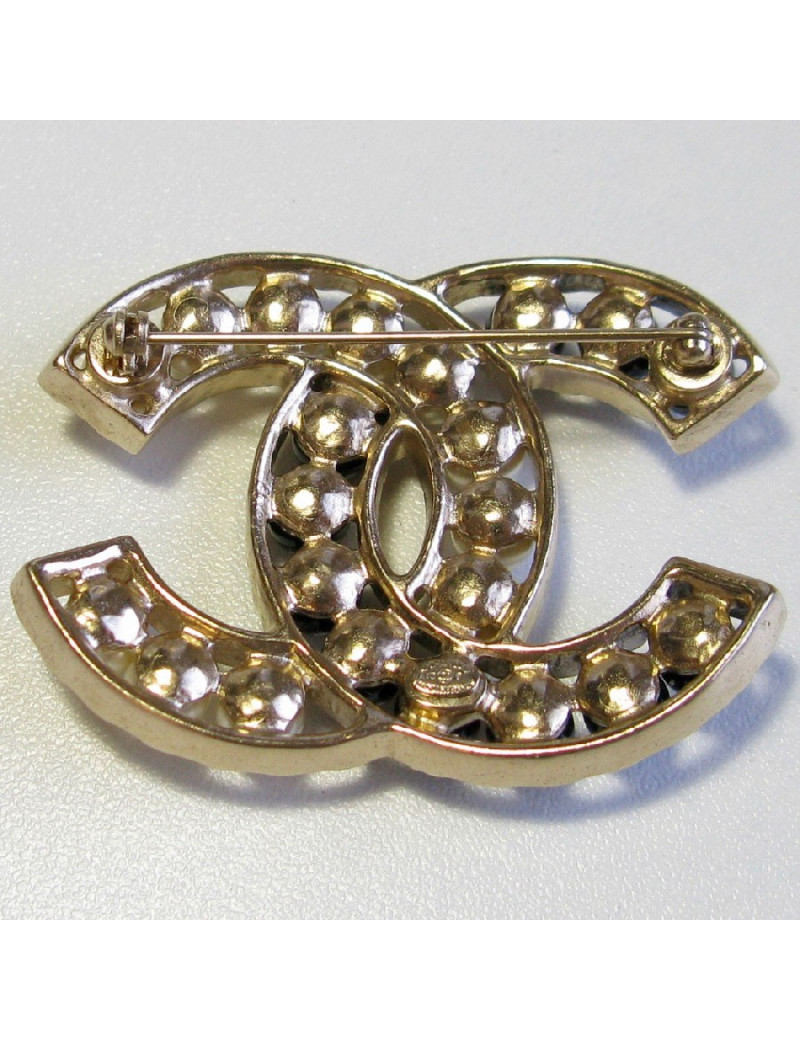 Broche CHANEL perles nacrées et noires