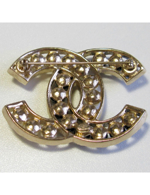 Broche CHANEL perles nacrées et noires