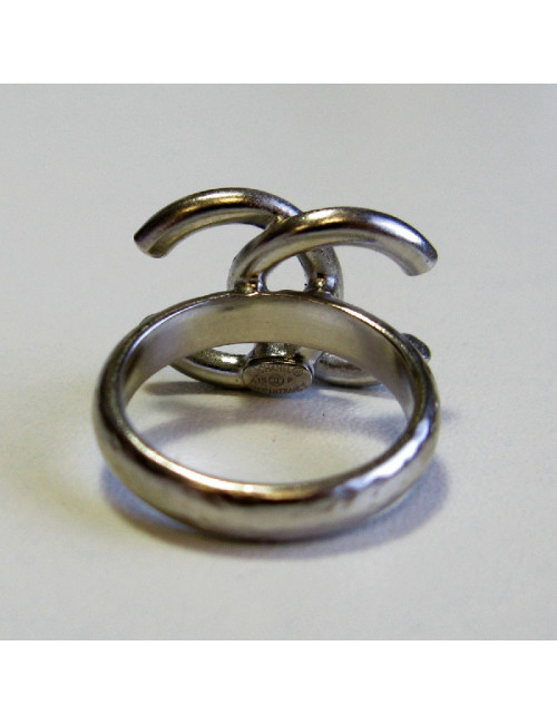 Bague CHANEL strass carré bleu