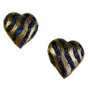 Boucles d'oreille YSL SAINT LAURENT Vintage coeur en métal doré