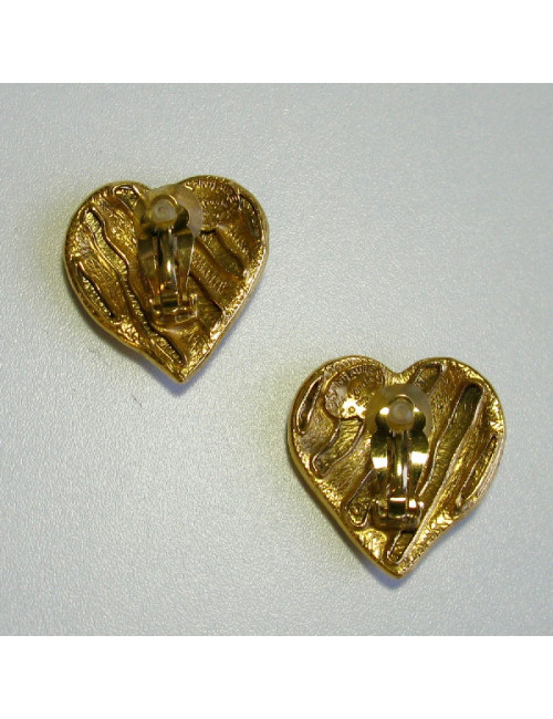 YSL SAINT LAURENT Vintage Heart Clip-on earrings in gilded metal