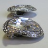 Boucles d'oreille YSL SAINT LAURENT Vintage coeur en métal argenté et strass blanc