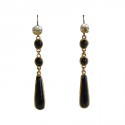 CHANEL Pendant Stud Earrings In Black Molten Glass, Small Pearl and Gilded Metal
