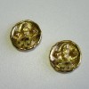 YSL SAINT LAURENT round clip-on earrings in gilded metal and blue rhinestones