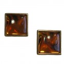 YSL SAINT LAURENT clip-on earrings in gilded metal and amber fantasy stone