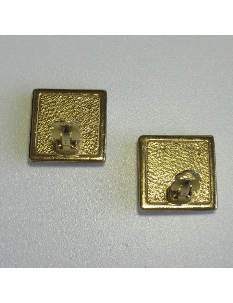 Boucles d'oreille clips YSL SAINT LAURENT carrés en métal doré