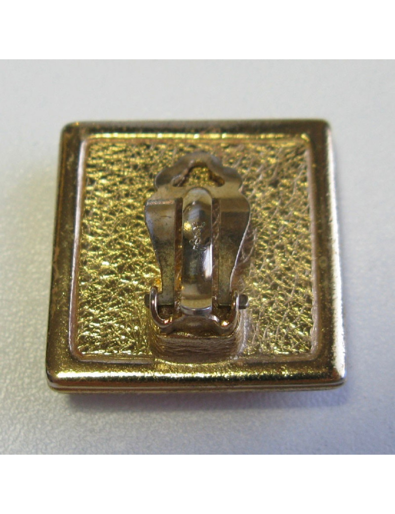 Boucles d'oreille clips YSL SAINT LAURENT carrés en métal doré