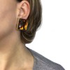 Boucles d'oreille clips YSL SAINT LAURENT carrés en métal doré