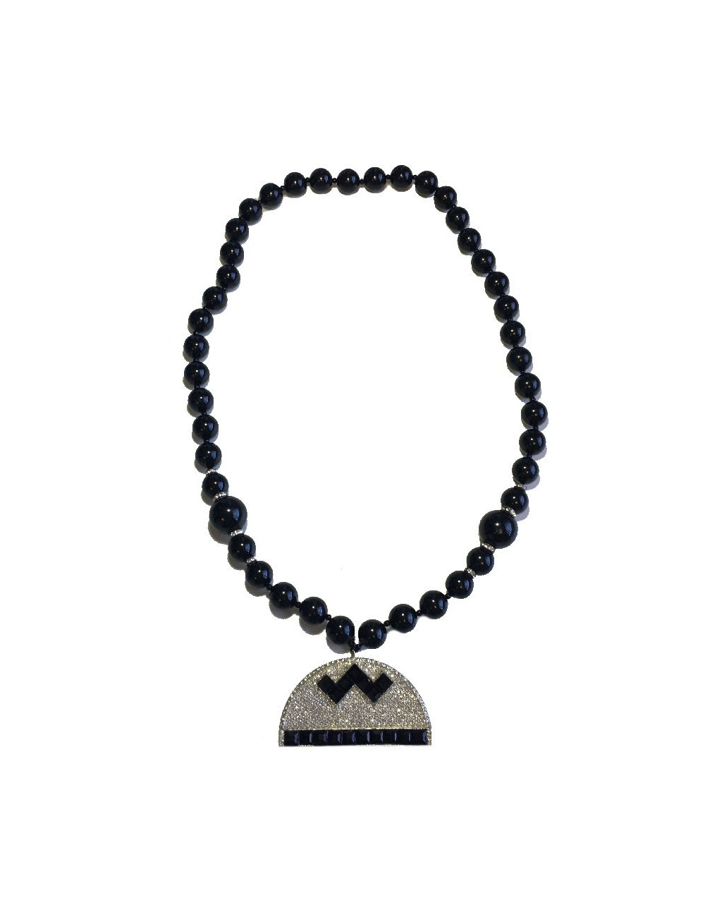 Sautoir KENETH J LANE perles noires et strass