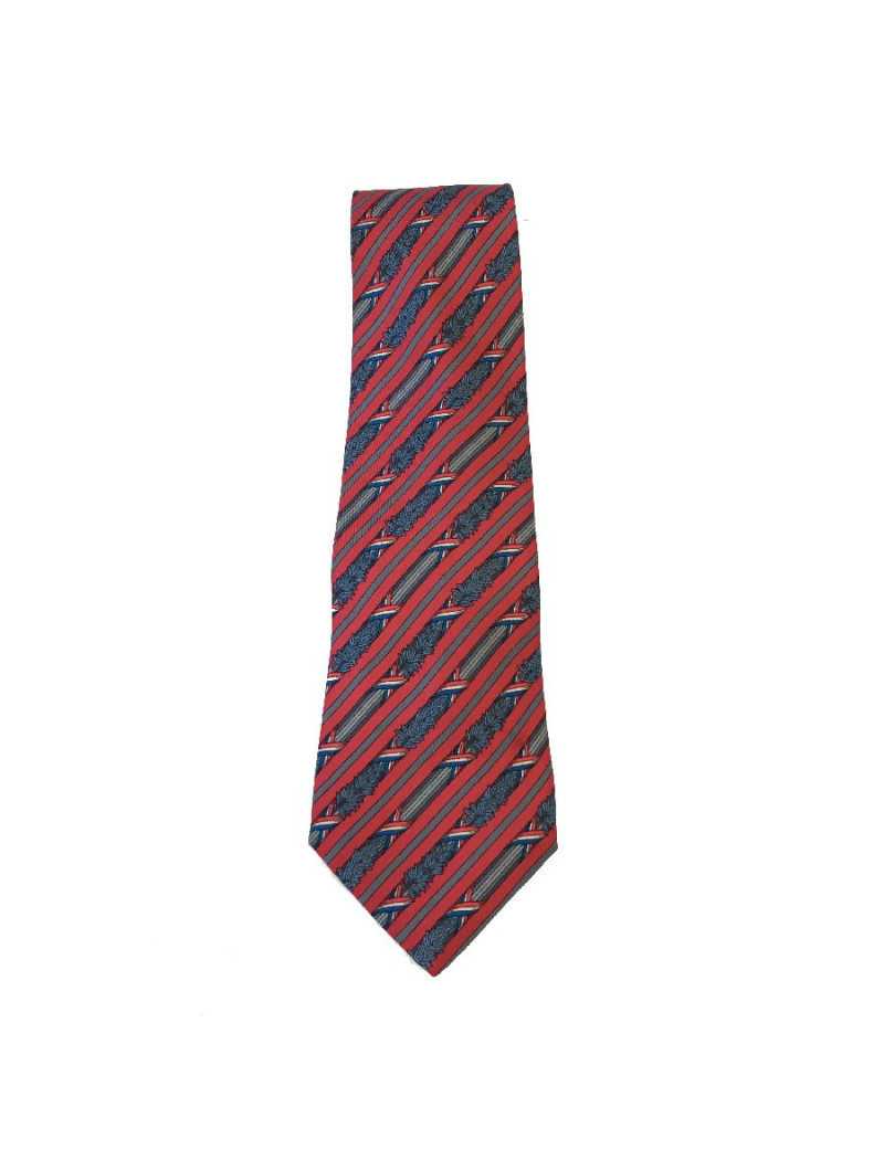 Cravate HERMÈS vintage en soie imprimée, rose et gris