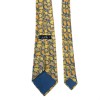 Cravate HERMÈS vintage en soie imprimée jaune, orange et bleu