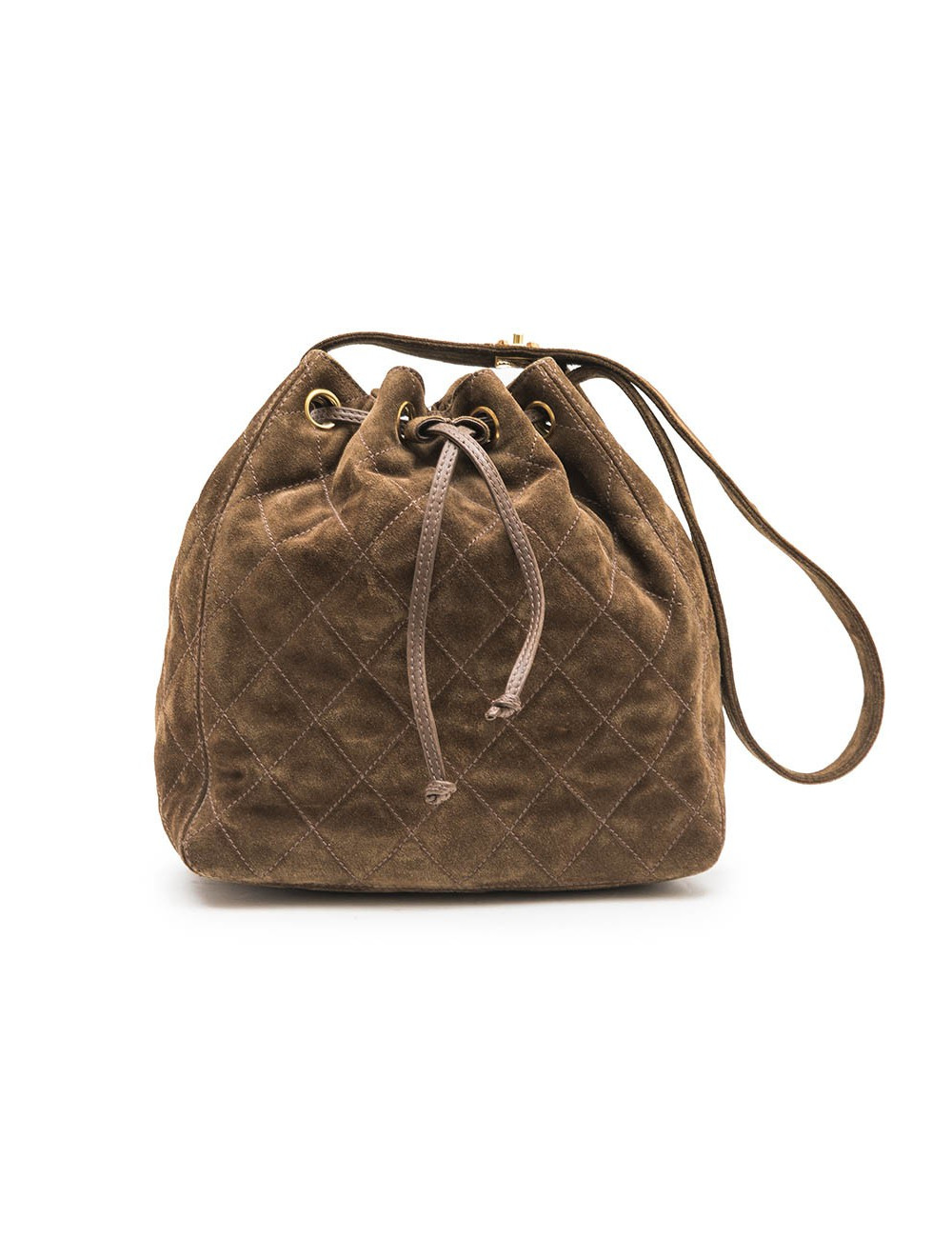 Sac seau CHANEL en daim marron