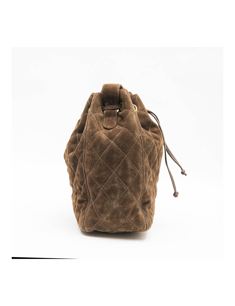 Sac seau CHANEL en daim marron