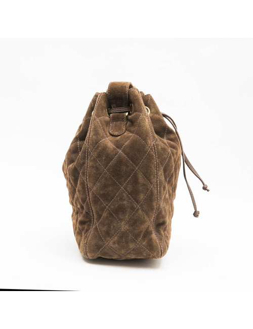 Sac seau CHANEL en daim marron