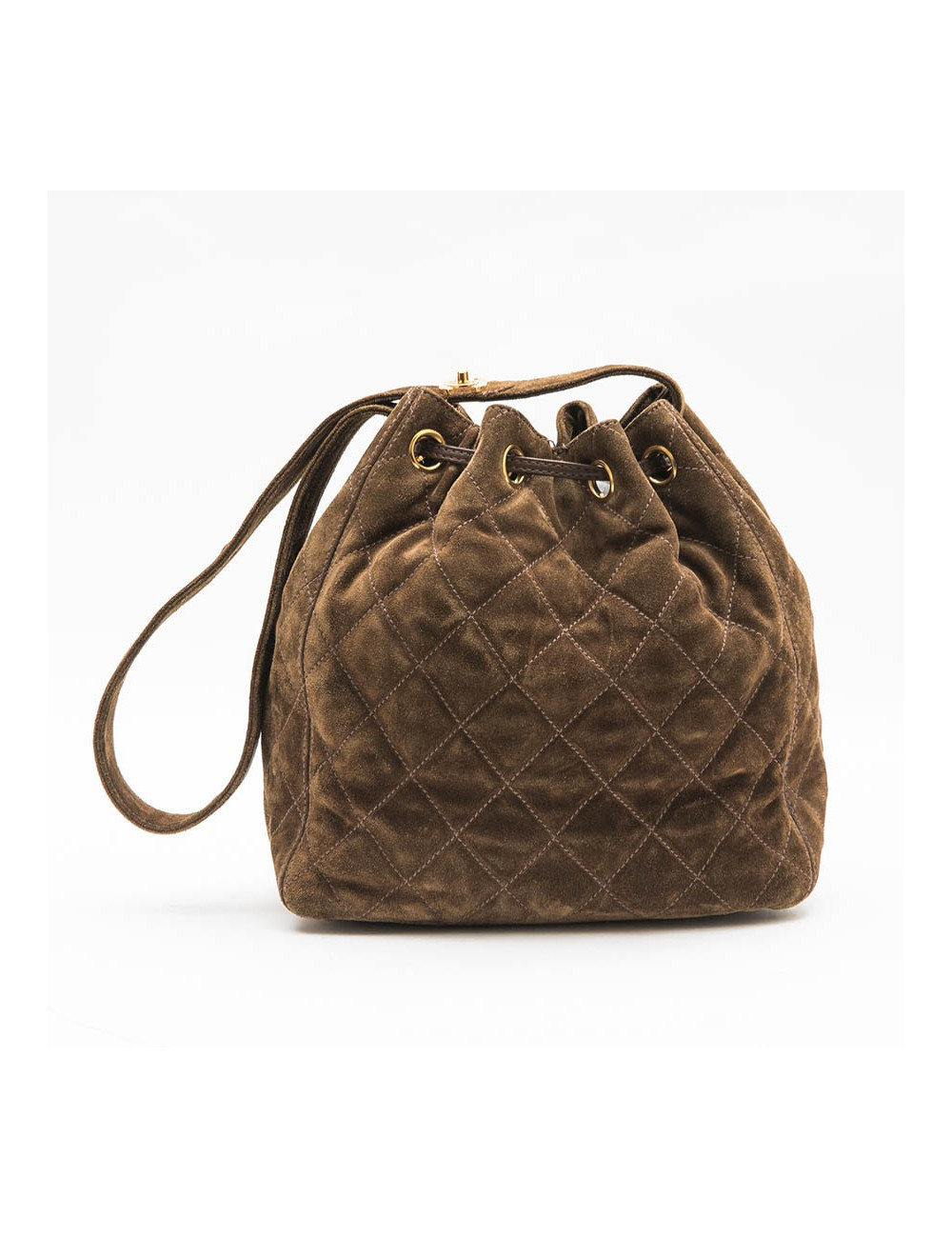 Sac seau CHANEL en daim marron