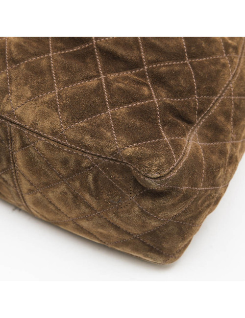 Sac seau CHANEL en daim marron