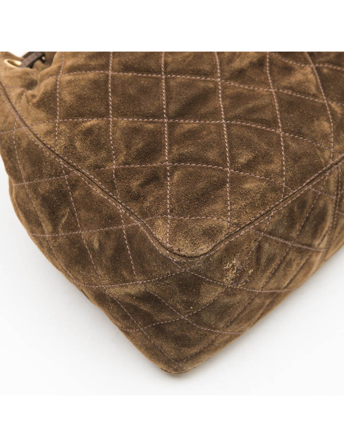 Sac seau CHANEL en daim marron
