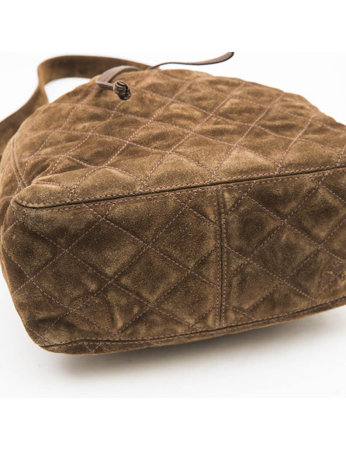 Sac seau CHANEL en daim marron