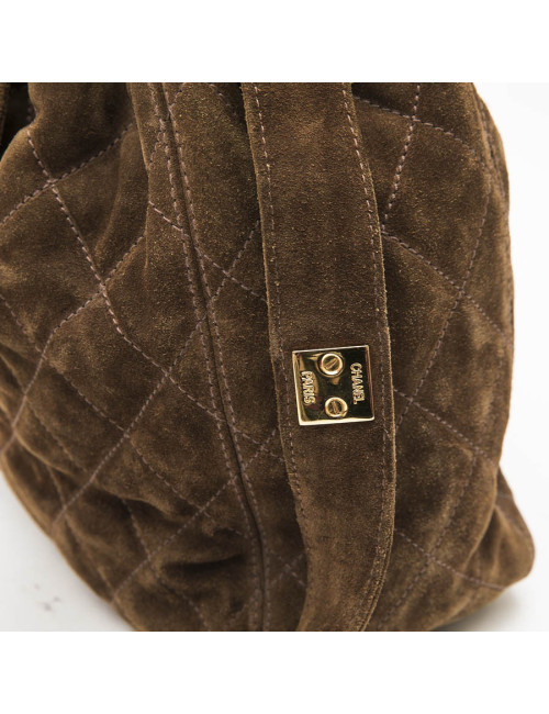 Sac seau CHANEL en daim marron