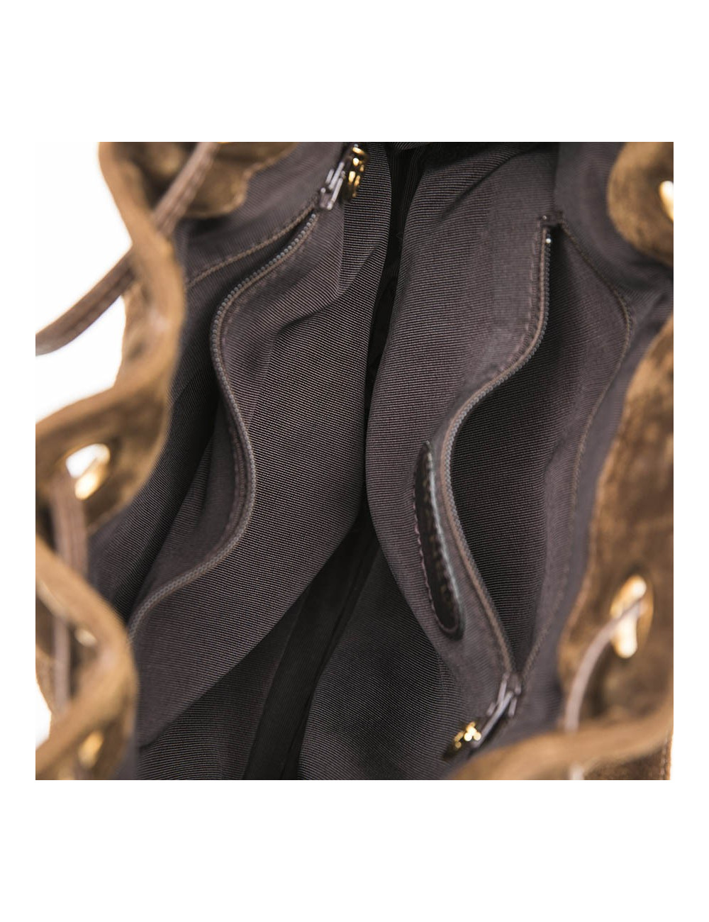 Sac seau CHANEL en daim marron