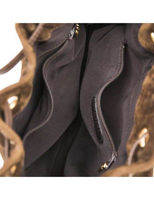 Sac seau CHANEL en daim marron