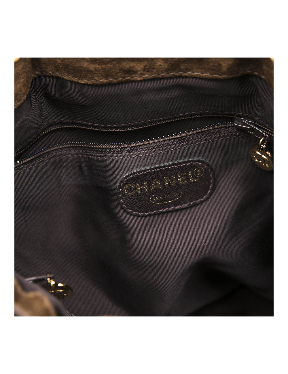 Sac seau CHANEL en daim marron