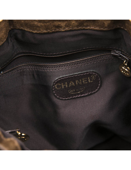 Sac seau CHANEL en daim marron