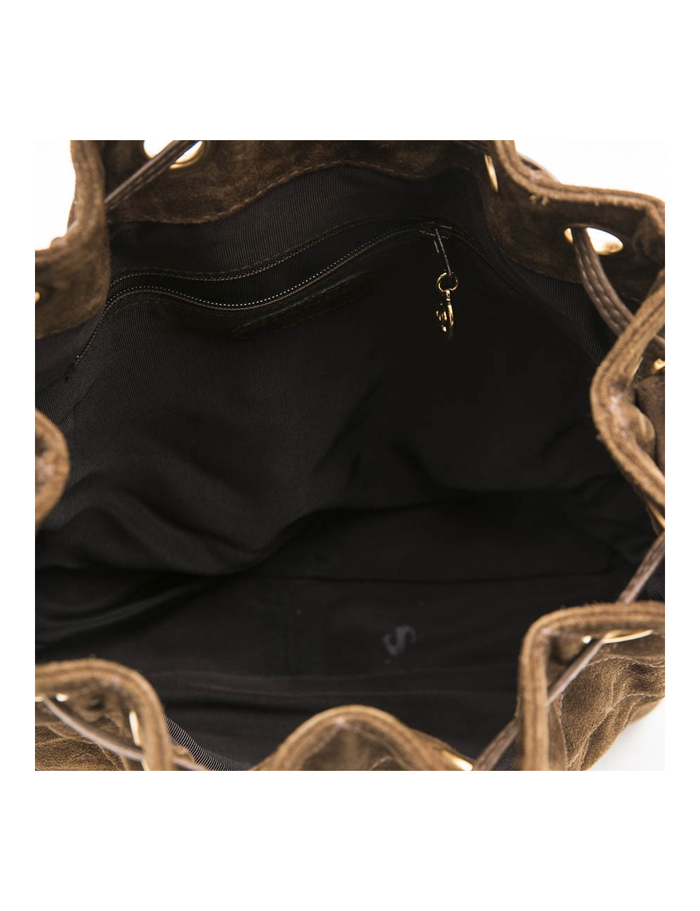 Sac seau CHANEL en daim marron