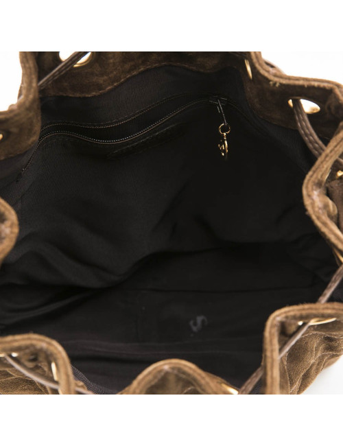 Sac seau CHANEL en daim marron