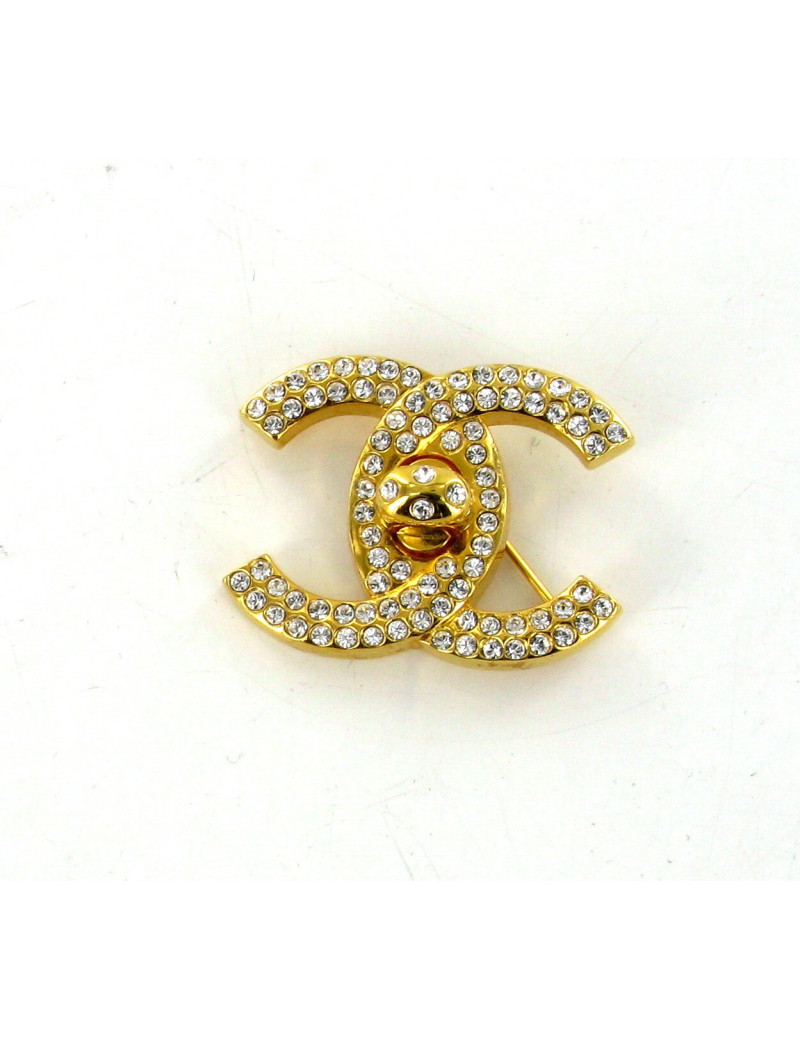 Broche CC strass 