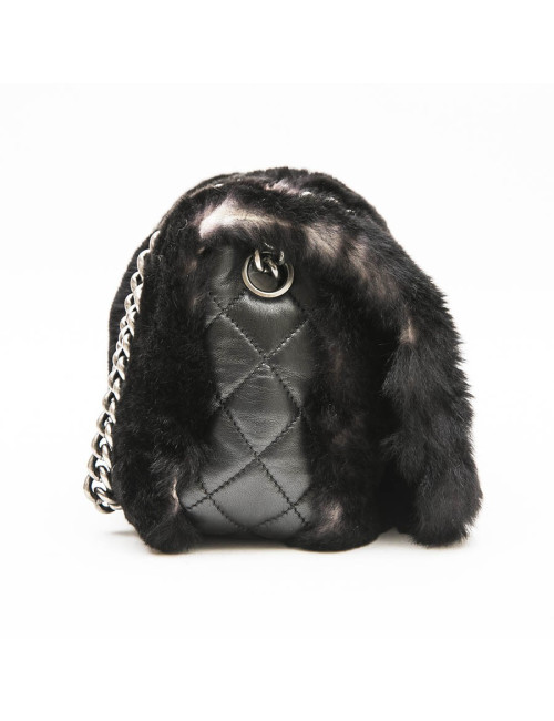 CHANEL flap bag in black quilted leather and black orylag