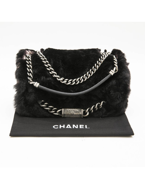 CHANEL flap bag in black quilted leather and black orylag