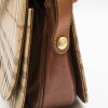 BURBERRY messenger bag in brown leather and tartan canvas