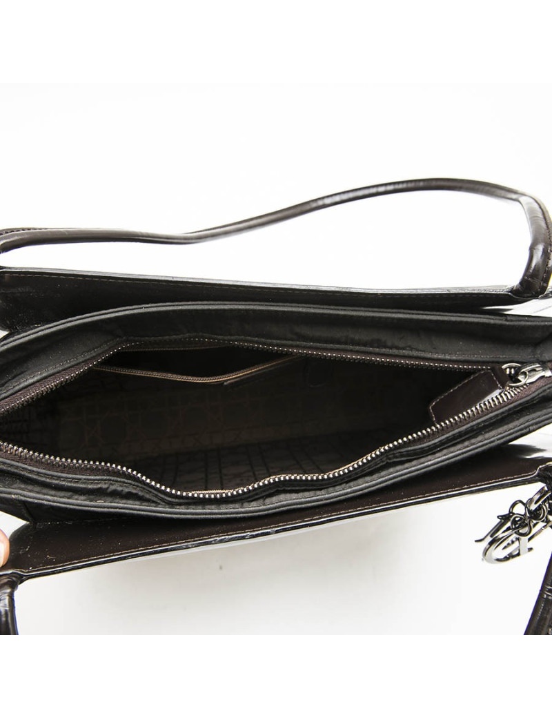 Sac CHRISTIAN DIOR cuir verni marron
