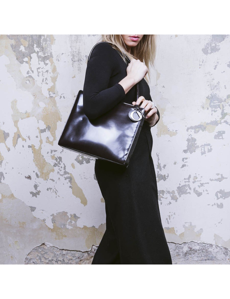 CHRISTIAN DIOR Lady D bag in brown patent leather