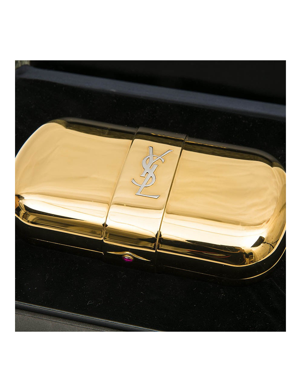 YSL SAINT LAURENT minaudière vintage in gold plated metal
